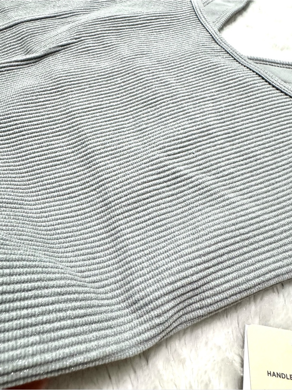 NWT- Spiritual Gangster Amor Shimmer Ribbed Cropped Tank Top - Light Gray - Picture 9 of 16